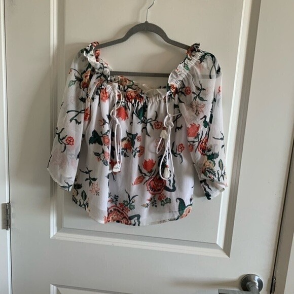 Club Monaco White Floral Print Janou Blouse Size S - Picture 4 of 9